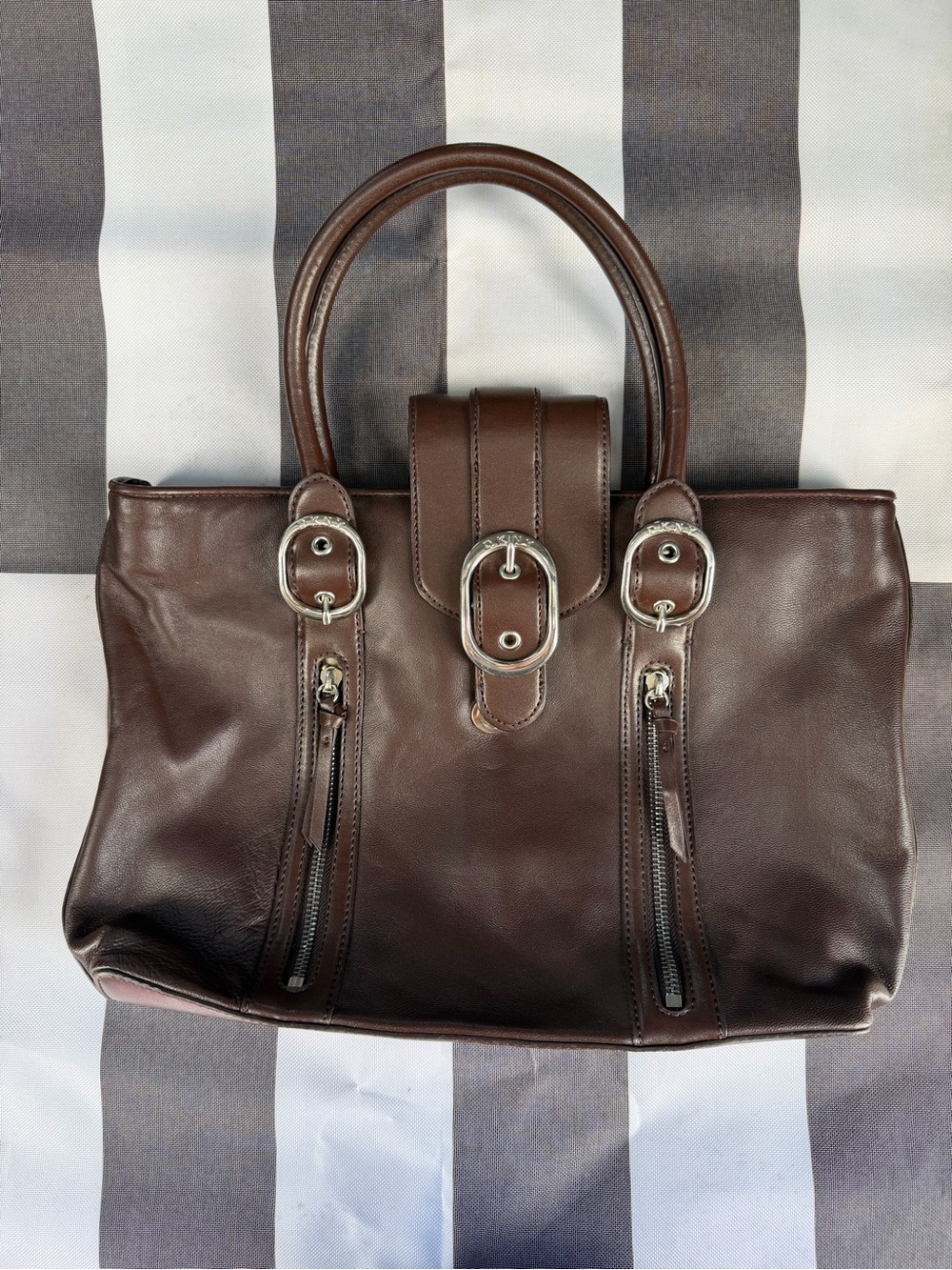 DKNY Leather Large Bag Tote Brown Business Bag Donna Karan
